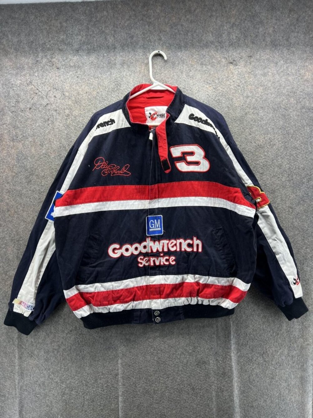 Dale Earnhardt Jacket Mens 2XL Blue NASCAR Auto Racing Chase GM Goodwrench 3 VTG